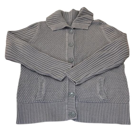 Gray Knit Button Up Cardigan Women Large Grannycore Neutral Grandpacore Normcore - Picture 1 of 4